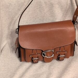 Coach Tan Crossbody Bag with Buckle Accents